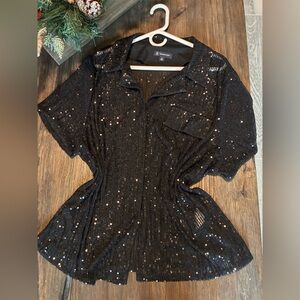 INC International Concepts Black Sequin Top – Size 4X